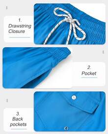 Mens Swim Trunks With Compression Lined Short Bathing Suits For Men 5 Inch Inseam Liner Men's Swimming Trunk - Blue - View 4