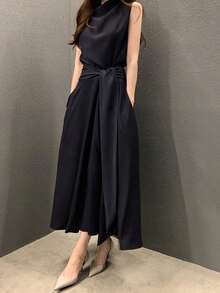 Women Long Dresses - 海軍藍 - 查看 3