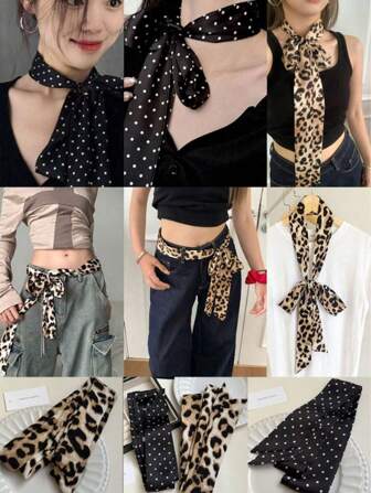 1 件多功能装饰腰带，性感复古细长围巾，时尚头带，颈带，腰带，领带，欧美设计夏季，学校秋季，秋季，万圣节