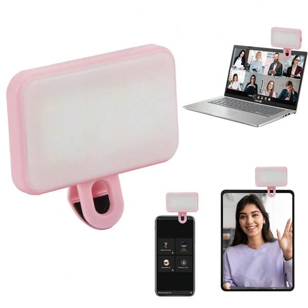 Selfie Light For Phone, Laptop, Tablets Camera Photography Video, Rechargeable Clip On Ring Light Portable Selfie Fill Light LED Light Compatible With IPhone 15 14 13 12 11 Pro Xs A72, A71, A52, A51, Compatible With IPhone, Android, IPad,