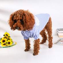 1pc Adorable Pet Dog Striped Shirt, Fashionable & Cute INS Style Teddy Shirt, Washable No-Pilling Fabric