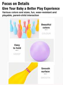 1 Set de Bolos para Niños - Juguete interactivo para padres e hijos, educación temprana para niños y niñas mayores de 3 años. Incluye bolas de plástico para actividades deportivas de ocio, para uso en interiores, jardín de infancia, actividades deportivas al aire libre y juegos de competición. Un regalo ideal para las vacaciones.