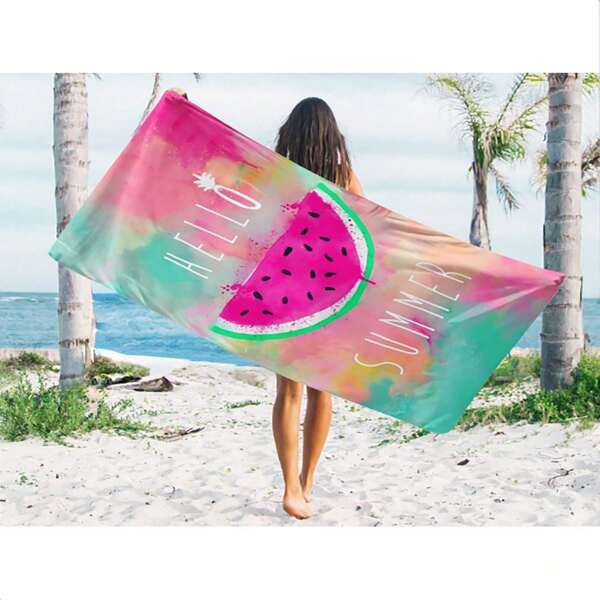 1pc Watermelon Pattern Beach Towel, Super Soft Microfiber Beach/Sports Towel, Suitable For Summer, Beach, Swimming Pool Travel Essentials Travel Accessories Beach Essentials