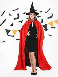 1pc Cape Black Red Double-Sided Wizard Death Cape Halloween Show Costume Black Cape - Black and Red - View 4