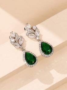 1 Pair Fashion Cubic Zirconia Drop Earrings For Women For Wedding Anniversary Engagement Party Jewelry Valentine's Day Gift Valentines - 1# - View 11