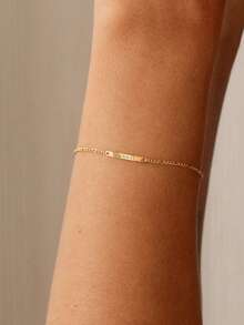 1pc Minimalist Nameplate Can Be Customized With Stainless Steel Bracelet, Small Combination Chain, 18k Gold Plated Stainless Steel Necklace, Including Exquisite High-End Gift Box, Can Be Used As Daily Gift, Holiday Gift