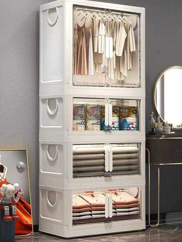 5/4/3/2/1-stöckiger einfacher Kleiderschrank für Zuhause, Schlafzimmer, Kleidungs- und Deckenaufbewahrung, ohne Montage, für Kinder Baby Kleine Schränke, faltbarer Aufbewahrungsschrank