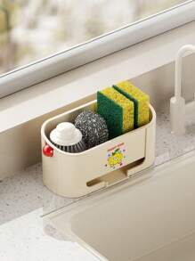 1pc Kitchen Dish Draining Rack, Sponge And Cloth Holder, Large Capacity Sink Organizer