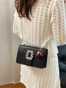 Bolso de hombro de lujo para mujer con relieve de cocodrilo, modelo de fiesta con correa de cadena, bolso cruzado versátil y de alta gama