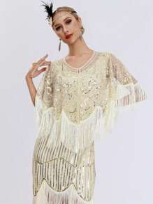 أثواب مع غطاء مترفّج مرصع بالترتر والخرز على النمط الرجعي لعام 1920، سترة قصيرة متنوعة الاستخدامات، أوروبا وأمريكا وعبر الحدود