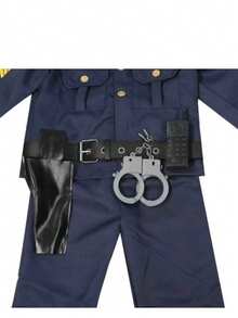 Fantasia de Policial Infantil Criança Conjunto 8 Peças Uniforme Cosplay Até 10 anos. - Azul - Visão 9