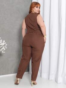 Conjunto De Alfaiataria Feminino Colete + Calça Moda Casual/Social Plus