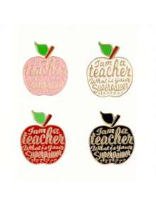 Set de 4 broches de manzana, alfileres de esmalte de 4 colores, accesorio de joyería adecuado como regalo para festivales