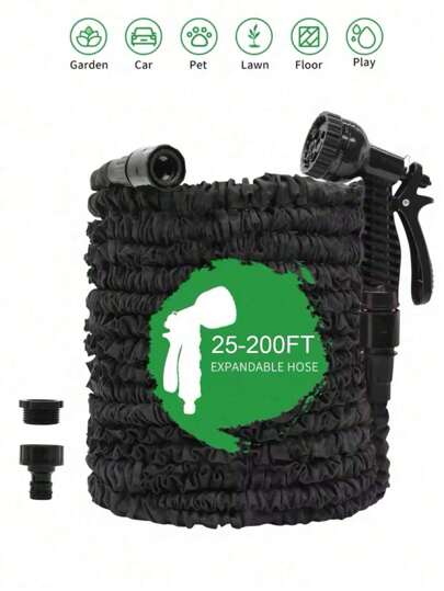 Expandable Garden Hose, High Pressure Washer Nozzle For Yard, Daily Watering Tool, 25FT-200FT