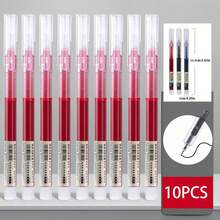 10-Pack Gel Ink Pens 0.5mm Fine Tip | Black, Blue & Red Smooth Writing Pens For School, Office & Back To School Supplies - 紅色 - 查看 8