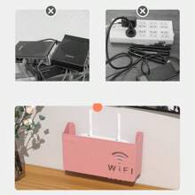 1pc Router Storage Box With 2pcs Adhesive Strips, Multi-Colors Available, High Quality Material, Modern Minimalist Design Won't Block Signal, Colorful Wavy Pattern, Rectangular With Hollow WIFI Logo Detail, For Storing Router, Suitable For Home