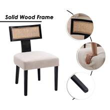 WAHSON OFFICE CHAIRS Kitchen Dining Chairs Wooden Set Of 2 Upholstered Side Chairs Armless With Rattan Backrest - Black - View 7