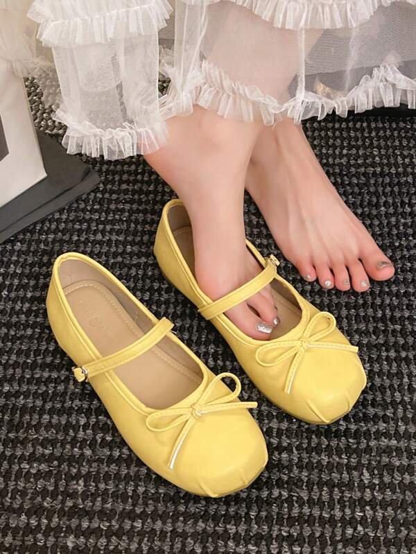 2025 New Increased Height Version Round Toe Mary Jane Shoes For Women, French Ballet Flats