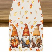 1/4/6pcs Autumn Maple Leaves Gnomes Place Mats/Table Runner Farmhouse Table Mat For Seasonal Holiday Party Kitchen Dining Room Table Decor - Multicolor - View 1