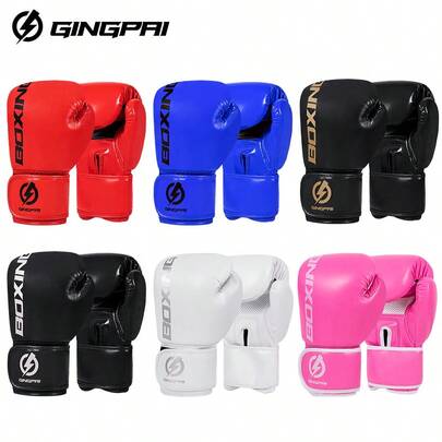 GINGPAI Guantes de boxeo juveniles, guantes de lucha acolchados y transpirables para adultos, entrenamiento de Muay Thai