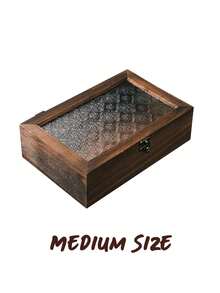 1个泡桐木收纳盒，有小号、中号和大号可选。这款家用防尘翻盖收纳盒配有精美图案的玻璃窗和坚固的金属扣，非常适合存放各种小物件。 - 彩色 - 查看 13