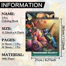 Two Adult Coloring Books With 54 Exquisite Patterns, Unique Design, Spiral Binding, Single-Sided Printing, 11.2 X 8.2 Inches, Different Themes, Suitable For Friend Gatherings, Family Dinners, Birthday Gifts, Christmas Gifts, New Year Gifts, Christmas Gifts, Anniversary Gifts,Back To School,School Supplies