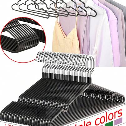 100/60/30/20/10/5/1 件卧室衣柜晾衣架，防滑，房间必备，橡胶涂层金属衣架，防刮擦，橡胶涂层衣架（银色挂钩），重型衣架，金属衬衫衣架，圆角衣架，西装、衬衫、外套 - 完美的情人节礼物，送给他/她，衣柜收纳神器
