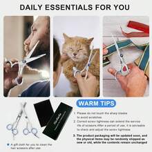 Hair Cutting Scissors And Thinning Shears, 6.5in Professional Stainless Steel Barber Scissors With Blades, Ergonomic Hairdressing Scissors Men Women Kids And Pets Hair - 1 - View 6