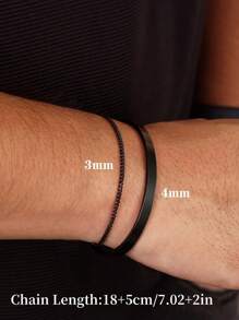 2 piezas Pulsera de acero inoxidable para hombre, pulsera ajustable de uso diario simple y elegante