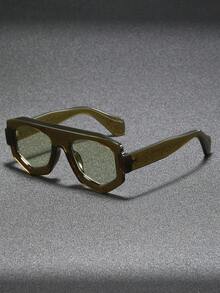 1pc Men's Oversized Square Flat Top Personalized Fashion Sunglasses, Suitable For Outdoor, Cycling, Beach Parties, Windproof - Nhiều màu - Xem 11