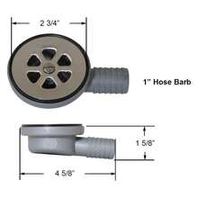 Scandvik 10307 Low Profile Elbow Shower/Cockpit Drain, 1" Outlet, Gray - White - View 2