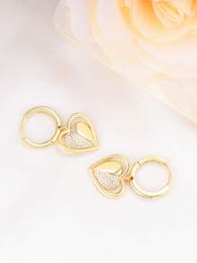 925 Sterling Silver Women's Hypoallergenic Earrings With Cubic Zirconia Heart Pendant, Classic Fashion Earrings Suitable As Birthday/Valentine's Day Gift