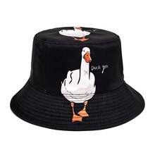 双面卡通印花渔夫帽，男女款休闲户外旅行沙滩太阳帽