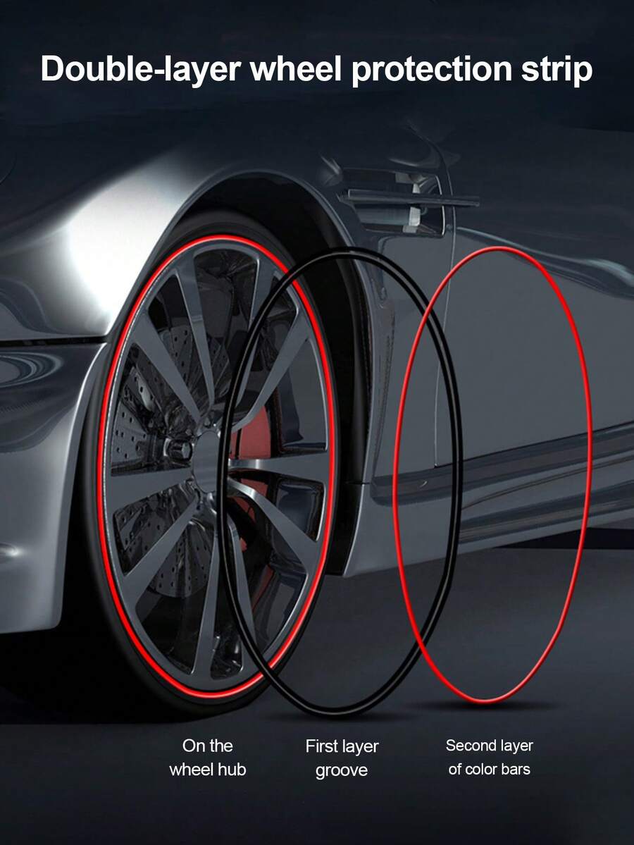 8m/26ft Wheel Rim Protector And Decorative Strip - Self-Adhesive Anti-Scratch And Impact-Resistant Tire Rim Edge Protector, Designed To Protect Rims From Curbs And Daily Wear, Easy DIY Installation, Strong Adhesive, Fits All Sizes, Multiple Colors Available, Upgrade Vehicle Appearance, Rim Anti-Scratch Decorative Sticker Modification