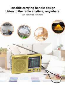 便携式 AM/FM 收音机，全频段收音机，单声道，数字处理芯片，电池供电，超长续航，带闹钟和睡眠功能，复古全频段收音机 - 均碼 - 查看 6