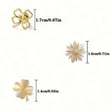 3 pièces Boutons mode femme avec nœud papillon floral, boutons col fleur pierre d'œil de chat, convient pour chemises pour éviter les écarts, boucles cachées assurent un ajustement sécurisé sans besoin de couture.