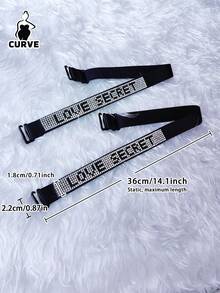 Plus Size LOVE Rhinestone Dekorowane Odpinane Ramiączka Bielizna Biustonosz Akcesorium, Seksowne i Efektowne