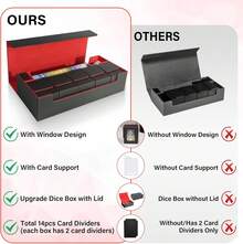 Deck Box For MTG Commander, Magnetic Card Display Case, TCG Card Storage Box, Holds 100 Double-Sleeved Cards, Pink&Amp;Gray - Đen và đỏ - Xem 2