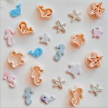 2 件套海马 | 海龟 | 鲸鱼 | 海星聚合物粘土切割器用于珠宝制作海洋动物形状粘土切割器用于吊坠项链耳环制作夏季海滩聚合物粘土耳环珠宝切割器