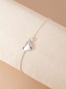 1 件优雅时尚的心形手链，适合日常佩戴，也是送给朋友的绝佳礼物 - 銀色 - 查看 3