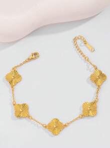 Set de 5 piezas de brazaletes de joyería con adorno de trébol dorado de moda casual, adecuado como regalo para mamá, amigos, familia, esposa, novia, compañeros de clase para festividades