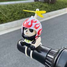 1pc Cute Panda With Helmet Creative Personalized Motorcycle Decoration, Elastic Band Suitable For Most Motorcycles And Bikes - one-size - View 12
