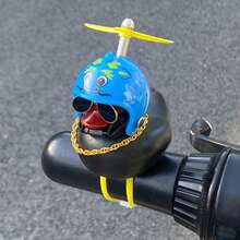 1 件酷炫鸭子带头盔创意个性化摩托车装饰，松紧带适用于大多数摩托车和自行车 - 均碼 - 查看 7