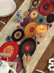 1 pieza Camino de mesa de arte abstracto - Patrón de remolino vibrante, lavable a máquina, 13x35.4/47.2/63/72/78.7 pulgadas, impresión digital para decoración de mesa de comedor, cocina y sala de estar moderna del hogar, mantel decorativo | Diseño de patrón audaz | Tela de textura suave, decoración de centros de mesa, decoración de otoño, decoración de otoño, decoración de habitación