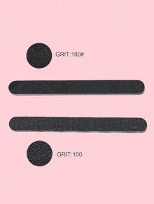 1pcs 100/180 Grit Double Sided Nail File, Straight Black Nail File