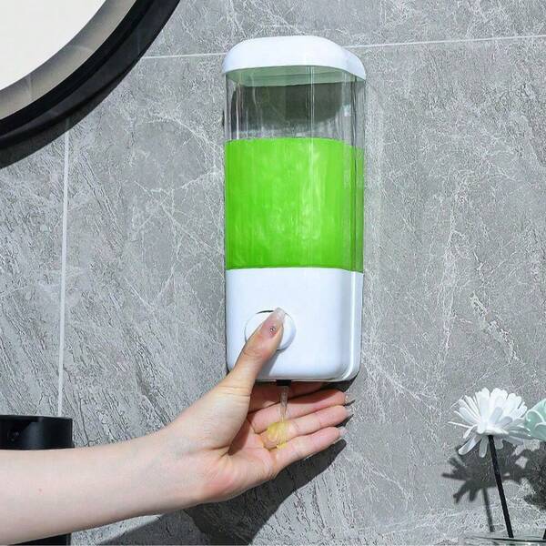 1 Plastic Soap Dispenser Of 500ml, Wall-Mounted Manual Press-Type Soap Dispenser For Hotels And Guesthouses, Shower Gel, Shampoo, Hand Sanitizer, Detergent, Storage Device, No Drilling Required, Wall-Mounted, Press-Type, Bathroom, Kitchen, Universal For Hotels And Guesthouses