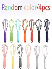 1pc/4pcs Mini Silicone Whisk - Ideal For Adults - Great For Mixing, Whipping, Stirring And Blending - Essential Baking Tool And Kitchen Gadget - Back To School Supplies - Suitable For Chocolate, Eggs, Cream, Butter - Multicolor - View 9