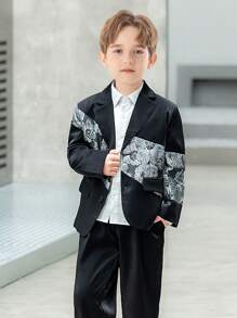 2 peças/Conjunto Terno Formal para Meninos Jovens Jaqueta + Calça, Roupa de Desempenho, Pajem para Casamento, Fantasia Escolar de Feriado, Primavera/Outono