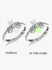 1pc S925 Sterling Silver Creative Firefly Ring, Women/Girls Promise Ring, Eternal Ring, Exquisite Jewelry Gift For Her - Light Up the Fireflies - View 3