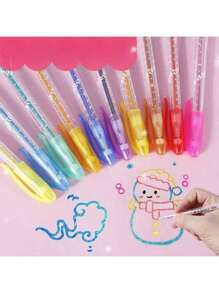 Sanrio 12pcs/18pcs/24pcs/36pcs/48pcs Colorful Glitter Gel Pens, Multicolor Ball Pens Set, Highlights/Marker Pens For Drawing, Journaling, Coloring, Art Supplies, Creative Stationery, Gifts For Kids, Students, Holidays, Pens, Gel Pens, Stationery, Pens, Gel Pens, Glitter Pens, Gel Pens, Colouring Pens, Glitter, Back To School